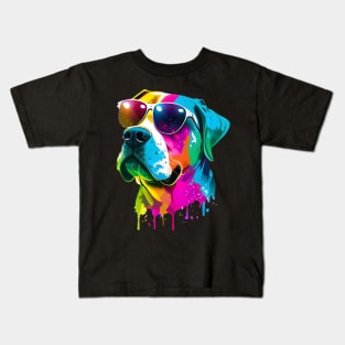 Colourful Cool American Bulldog Dog with Sunglasses One Kids T-Shirt